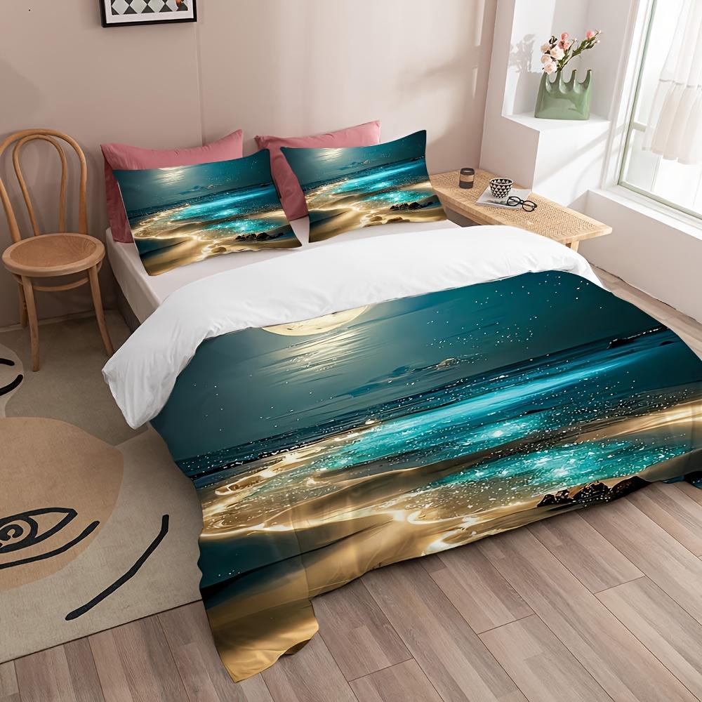 Comforter Beach Pattern Printed Bedding Set Soft Comfortable And Breathable +1/2 S Suitable For Bedroom Or Guest Room