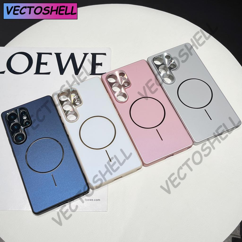 Fashion Plating Cases For Samsung Galaxy S25 Ultra S24 Plus Wireless Charging Magnet Cover For Samsung S23 Ultra Luxury Shell