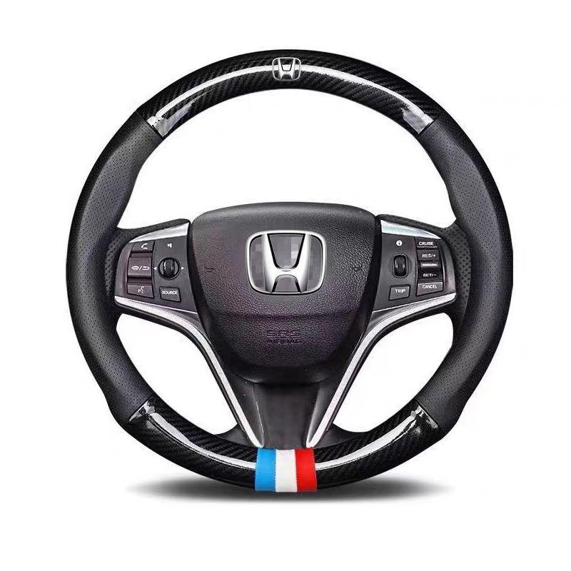 Carbon Fiber Leather Steering Wheel Cover For Honda civic accord fit jazz pilot CRV odyssey city HRV Auto Interior Accessories TO0