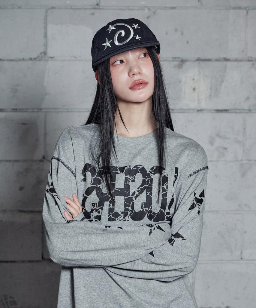 Lujeoseukeulleob Washed Star Logo Cap Black