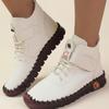 Botines de Invierno Forrados de Felpa para Mujer - Con Cordones, Punta Redonda, Cierre de Velcro, Tallas Grandes