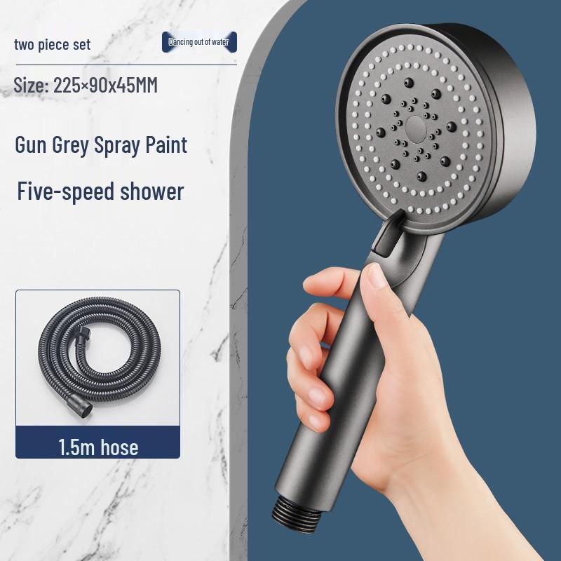 Supercharged High-Pressure Shower Head with Hose Set