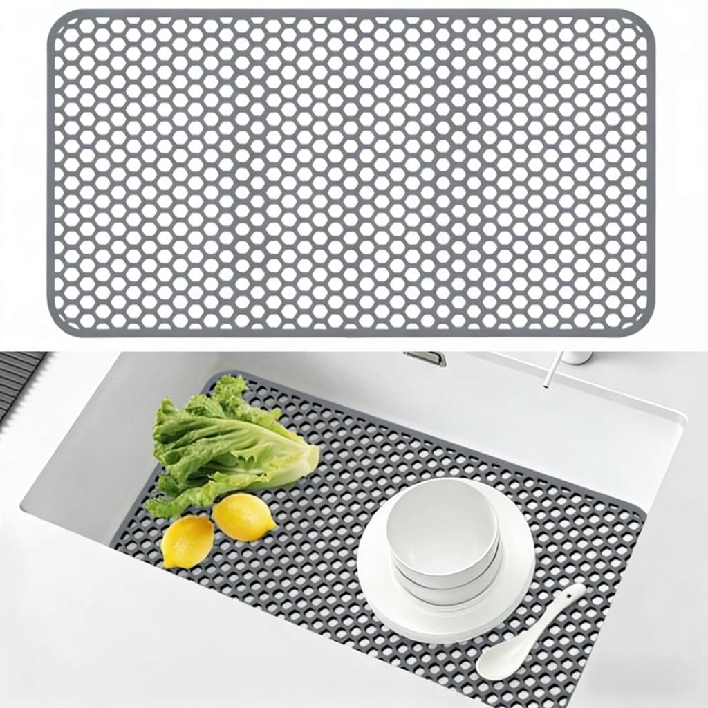 New Silicone Kitchen Dishwashing Hollow Out Sink Mats Bottom Scratch Resistant Multi Functional Pad Kitchen Sink Protector Mats