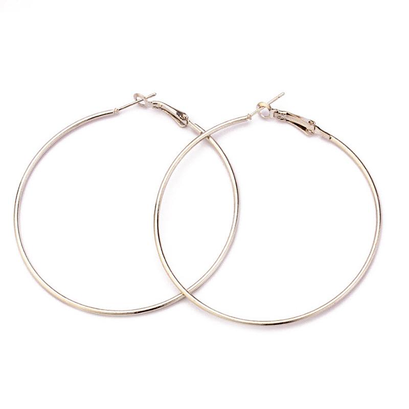 

1 Pair 25 30 40 50 60mm Rhodium Gold Color Round Big Circle Hoop Earring Hoops DIY Fashion Women Jewelry Making Accessories 25mm серебряный