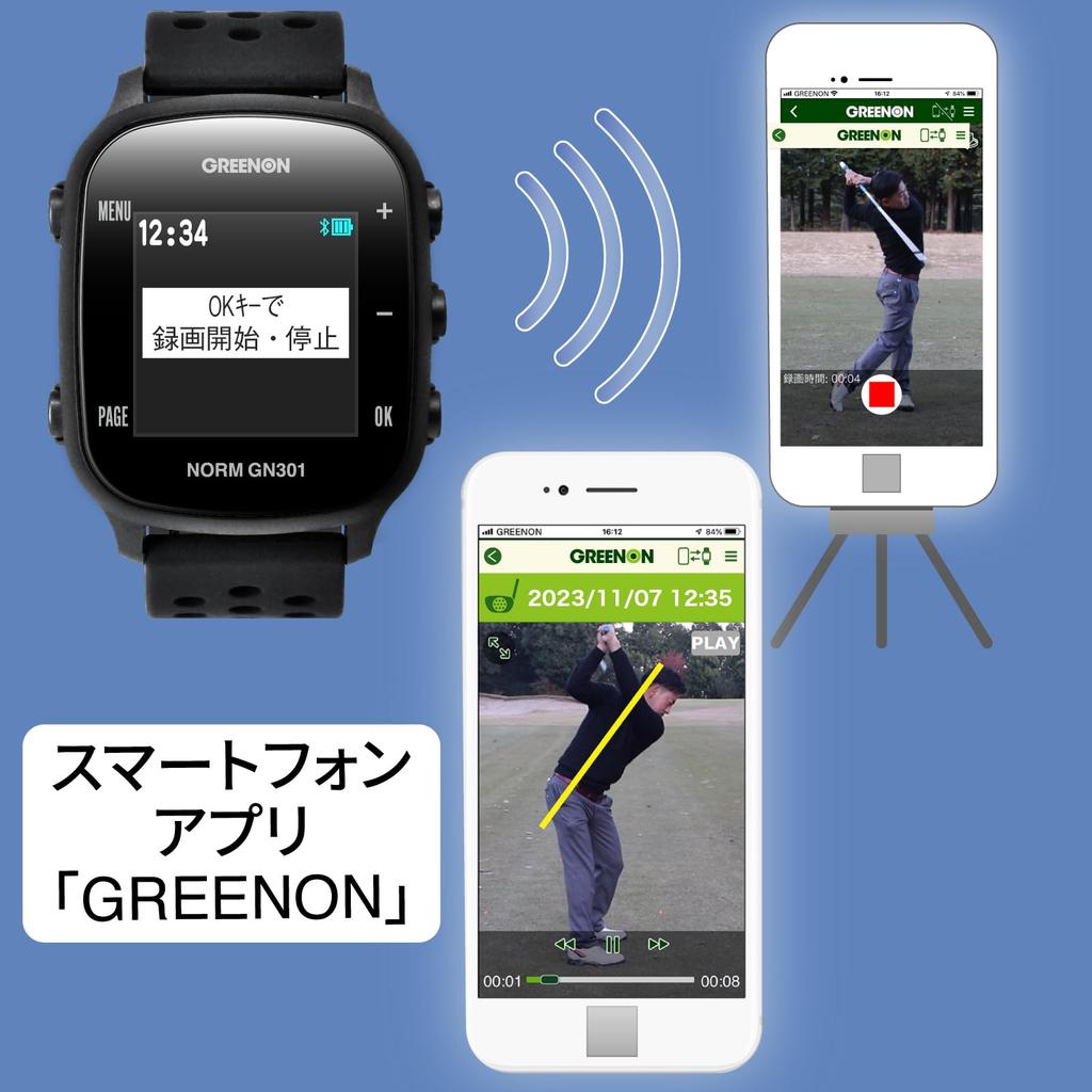 GreenOn The Golf Watch NORM II Plus L1S Color THE GOLF WATCH NORM II Green Undulation Exclusive New Model (Michibiki Compatible, LCD, Plus/NORM GN301,