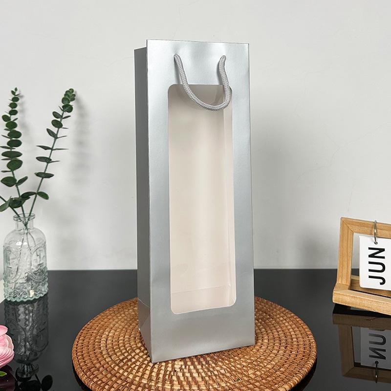 5Pcs Long PVC Window Gift Bag, Portable Packaging for Wine, Champagne, Flower Bouquet, Umbrella, Corporate Exhibition Souvenir