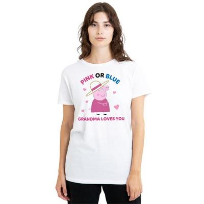 Peppa Pig Camiseta Unissex Adulto Rosa Ou Azul Vovó Pig Ama Você