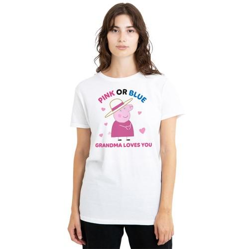 Peppa Pig Unisex Adult Pink Or Blue Grandma Pig Loves You T-Shirt
