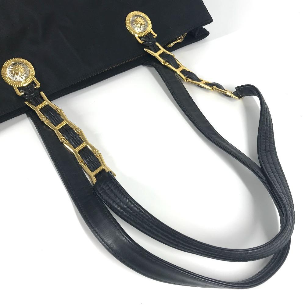 Versace Vintage Logo Sunburst Tote Bag Chain Shoulder Bag Black/Gold