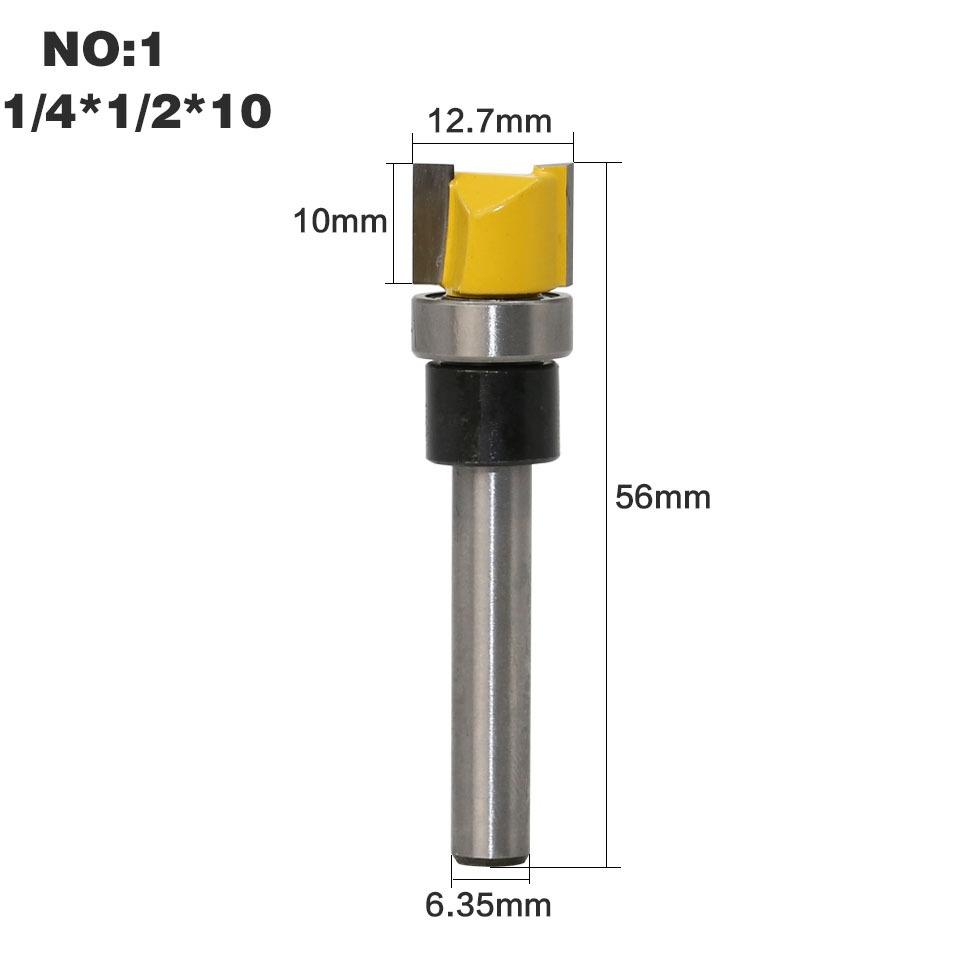 1/4 Inch Flush Trim Pattern Router Bit 1/4" Shank Panel Top &Bottom Bearing Woodworking Milling Cutter
