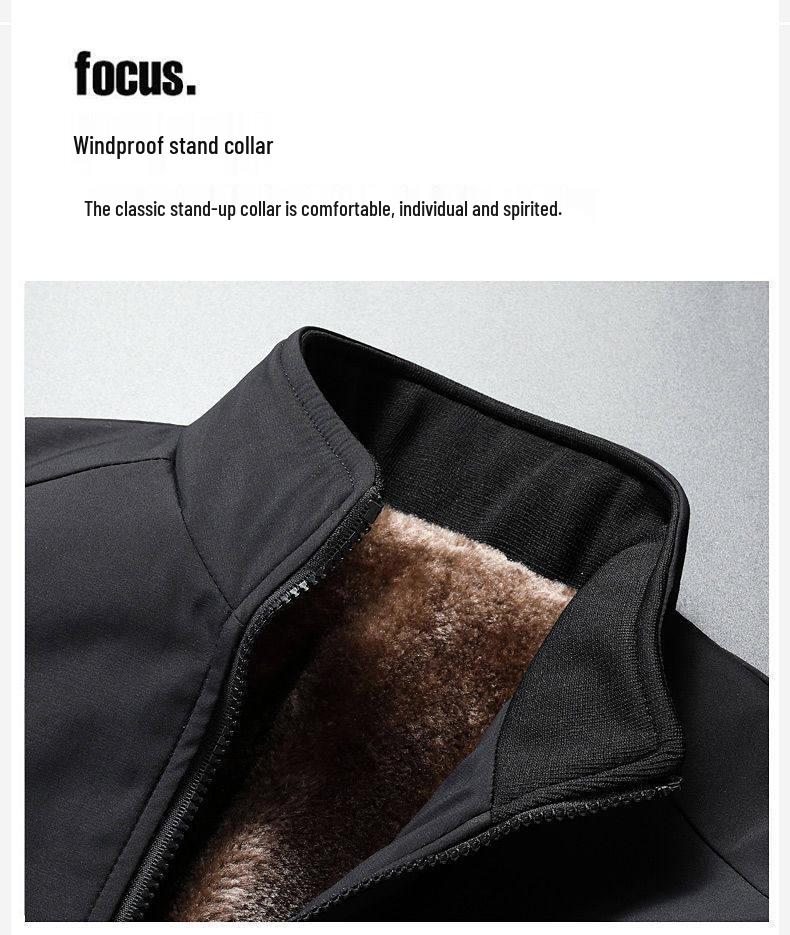 Dad's Autumn Winter Plus Size Cotton Jacket - Middle-Aged Men's Loose Fit, Warm Velvet-Lined Casual Wear