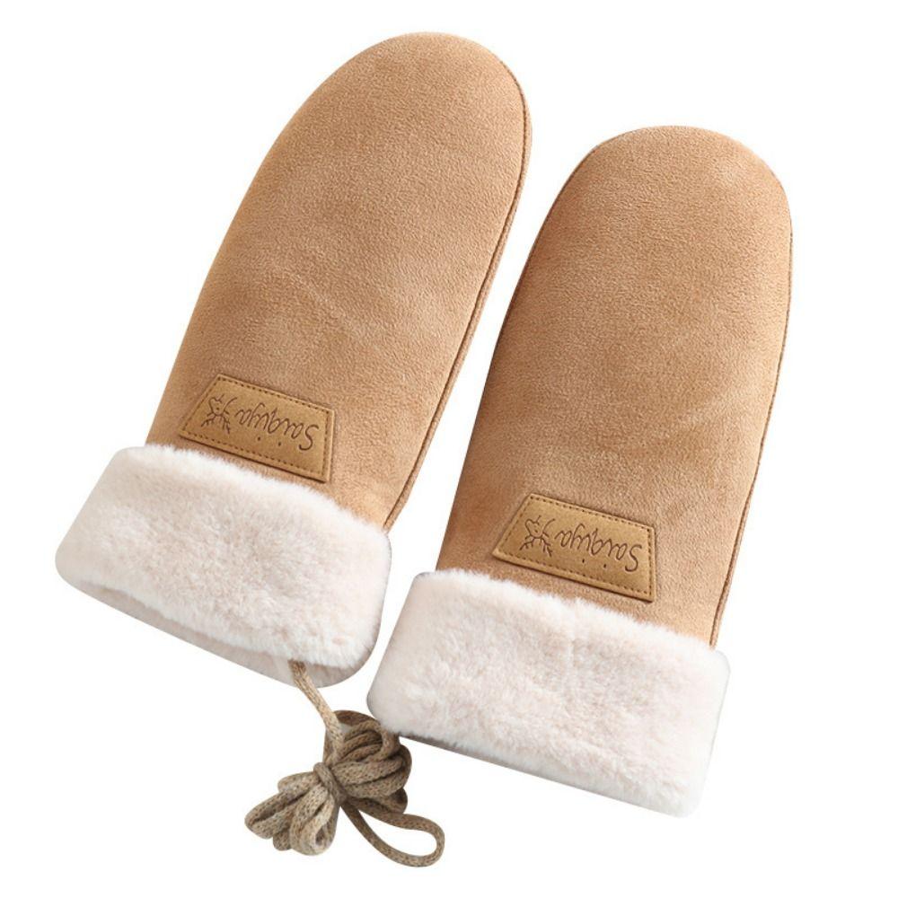 Suede Velvet Women Winter Thermal Fleece Fawn Bicycle  Gloves  Women