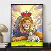 5D DIY Diamond Painting Lion and Lamb Creative Art Illustration Cartoon Full Diamond Mosaic Art Wall Decoration Set