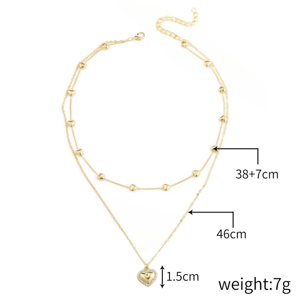 Necklace for Women  Ins Jewelry Simple Love Pendant Necklace Female Hundred Heart-shaped Necklace Multi-layer Love Necklace Elegant Necklace