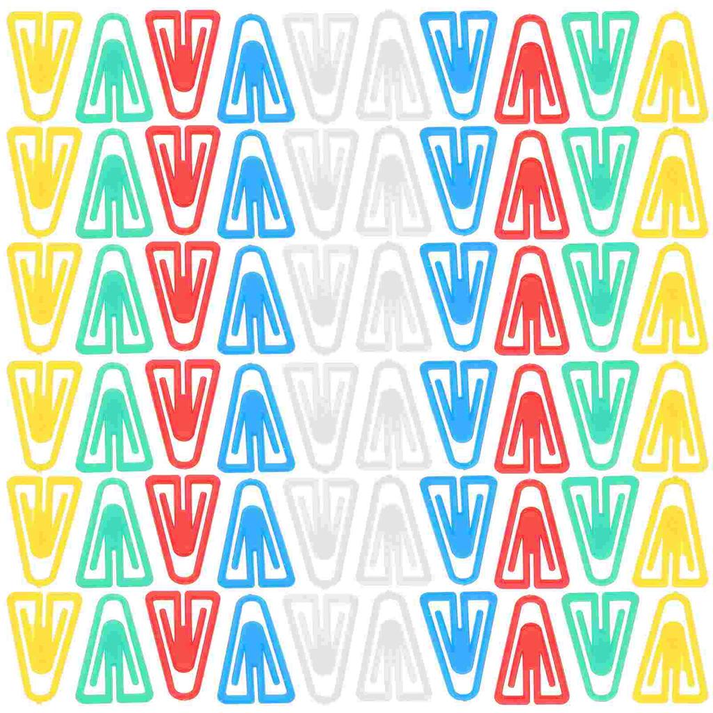 100 Pcs Triangular Paper Clip Small Clips Office Supplies Small Multi-function Paper Clips Desk Convenient Plastic Accessories