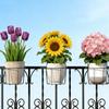 3pcs Adjustable Flower Pot Racks Fits 3 To 5.5 Inch Metal Pole Balcony Fence Flower Pot Hangers For Porch Patio Courtyards
