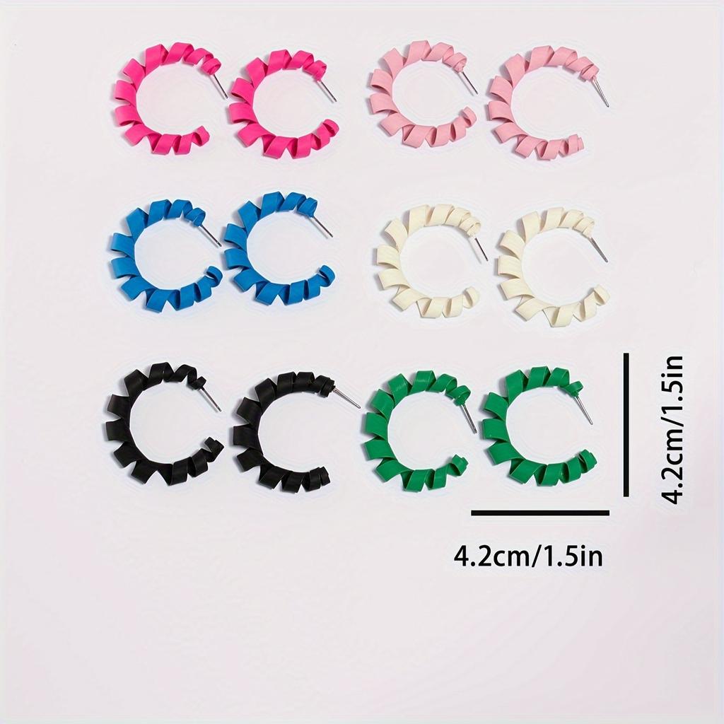 A pair of solid color spiral curl shaped earrings suitable for ladies and girls party vacation New Year gift