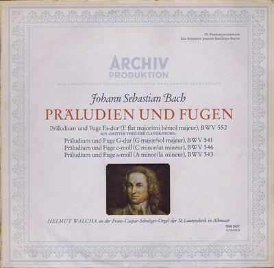 LP Record JOHANN SEBASTIAN BACH - HELMUT WALC - Praludien Und Fugen 198307 ARCHIV PRODUKTI Germany Classical Used