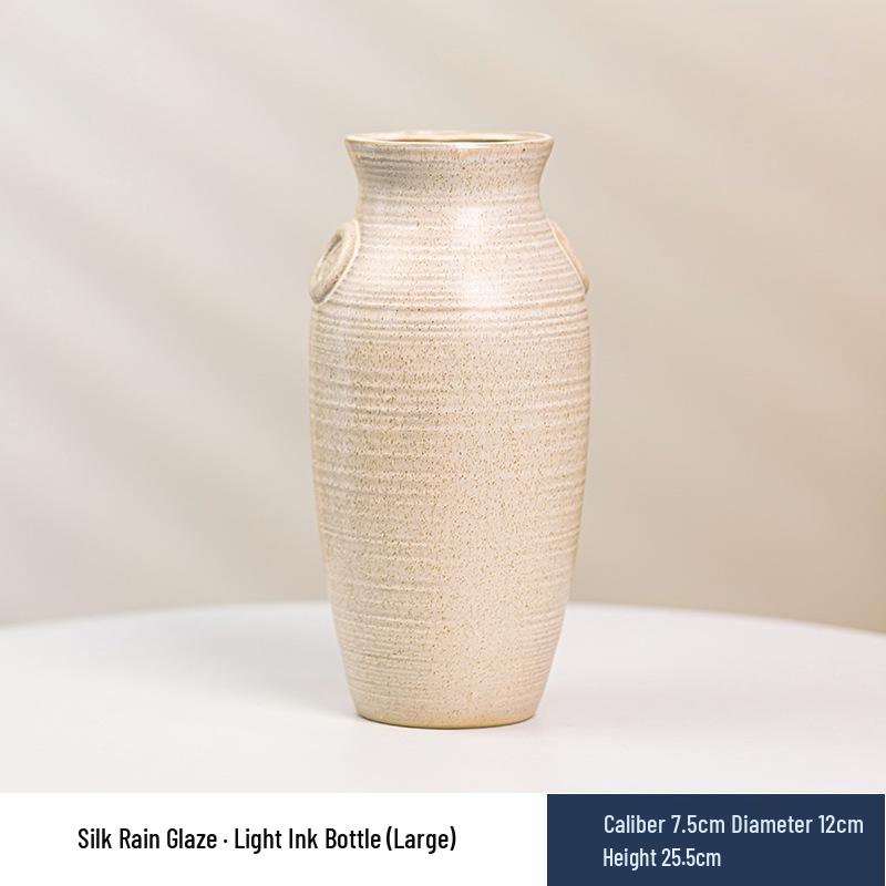 Wabi-Sabi Ceramic Vase: Elegant Hydroponic Bamboo Arrangement for Living Room & Dining Table