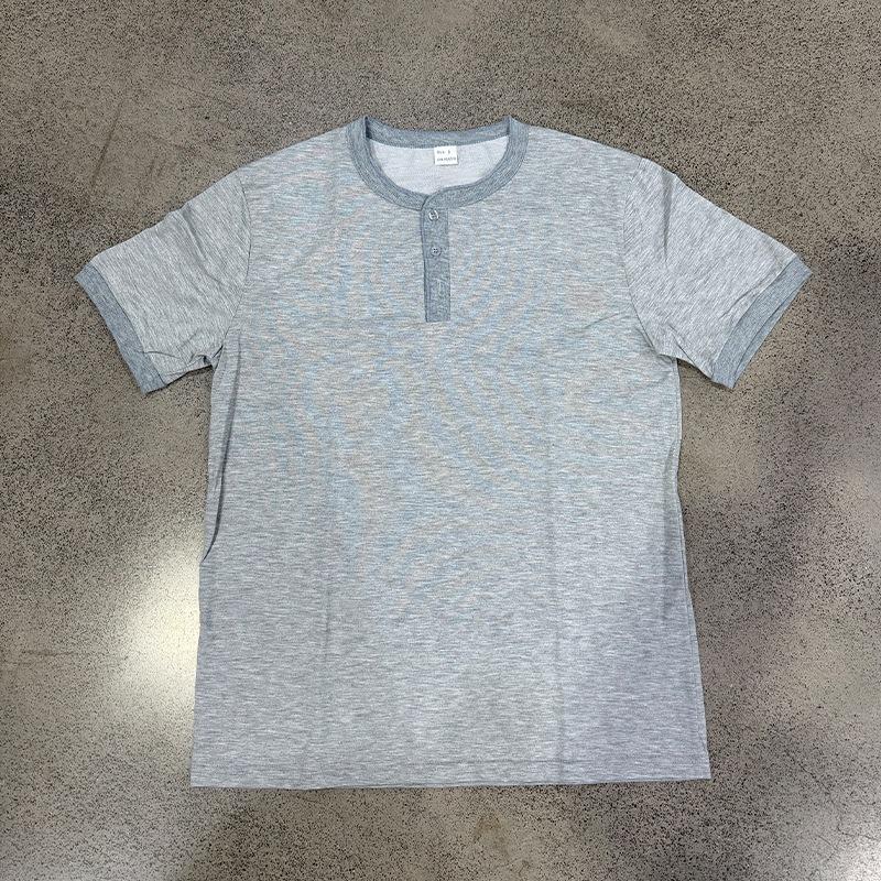 Mens Summer Casual Solid Short Sleeve Henley T Shirt