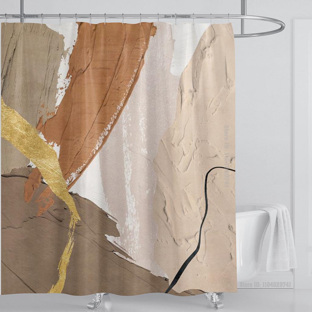 3D-Druck abstrakter Linienkunst-Stil Aquarell Duschvorhang-Set wasserdicht Polyester Badezimmervorhang Heimdekoration mit Haken