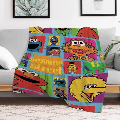 Kinderdecke Niedlicher Cartoon S-Sesamstraße Flauschig Weiche Decken für Dekoratives Sofa Pelzig Winter Warm Überwurf & Decken Bett Anime