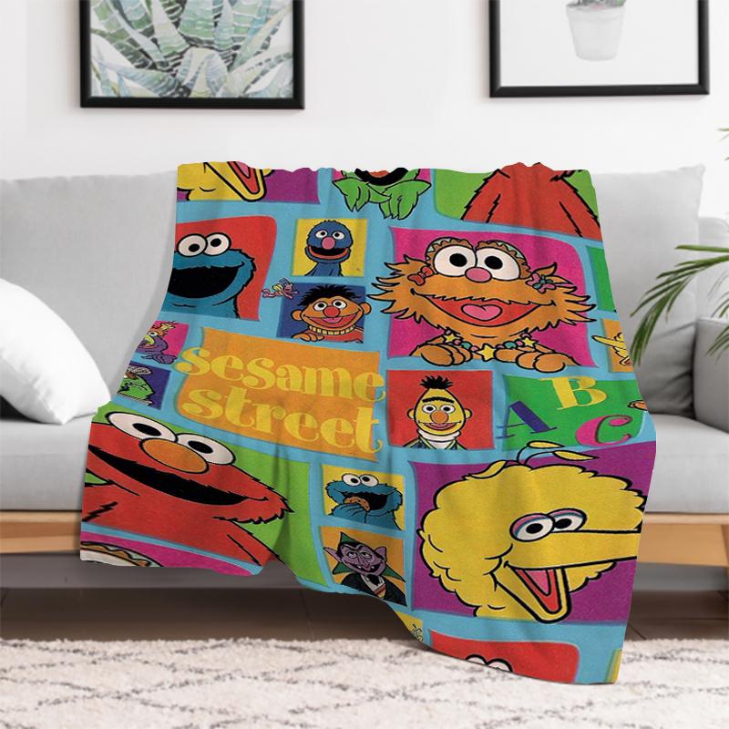 Kid's Blanket Cute Cartoon S-Sesame S-Street Fluffy Soft Blankets for Decorative Sofa Furry Winter Warm Throw & Throws Bed Anime