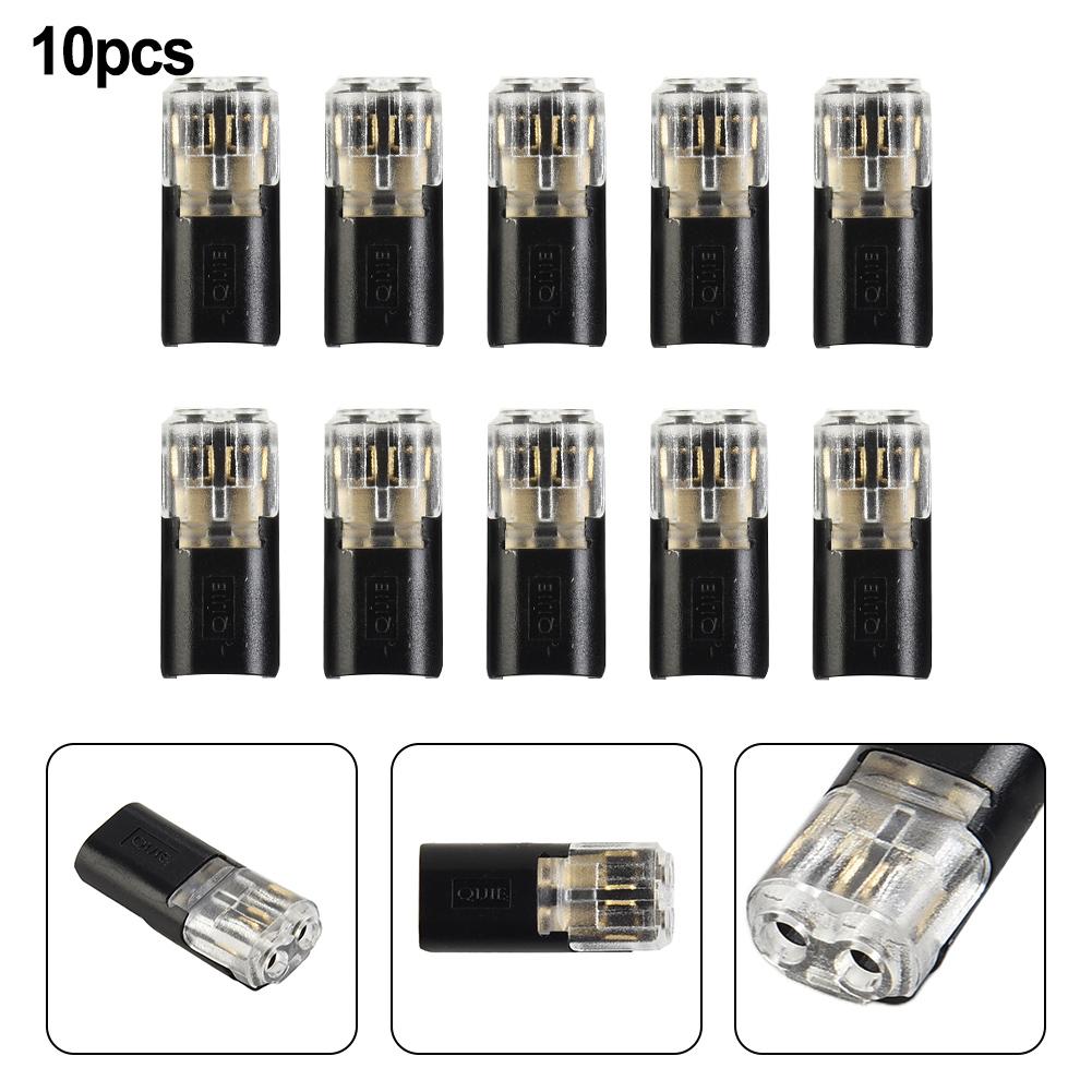 Clip Cable Clamp Terminal Automatic Double Head PVC Wire 10A 10Pcs 21.8*9.8*6.15mm 2pin 300V Connection Connector