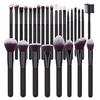 12/15/27-Piece Black Makeup Brush Set: Foundation, Eyeshadow, Detail Brushes Included
