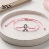 Charity Awareness Ribbon Jewelry 2PCS Hand-woven Braided Bracelets with Metal Pendant Adjustable Cord Hand Woven Wristband Wristbands Daily