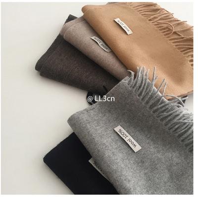 Korean Version of Solid Color Wool Scarf Women's Winter Shawl Thickened Warm Versatile Scarf Birthday Teachers' Day Gift Men