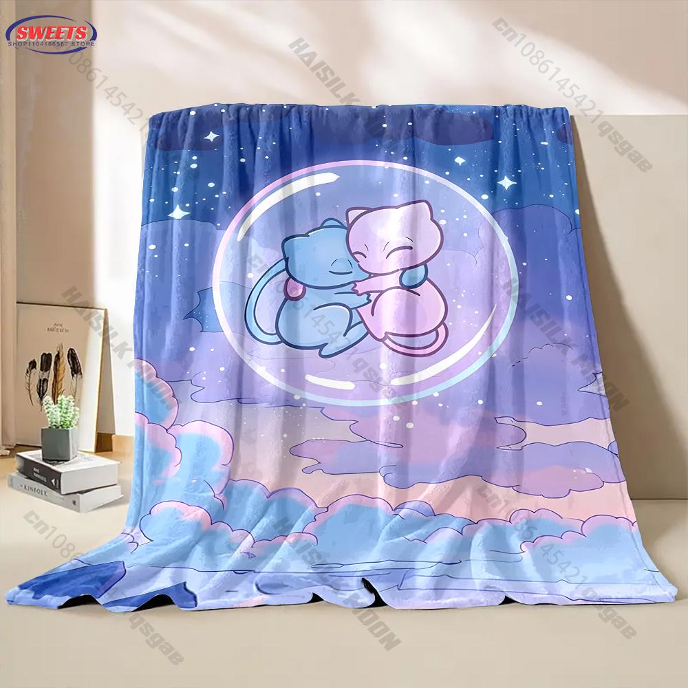 Best Seller! 3D Pokemon Mew Print Blanket Warm Soft Comfortable Home Bed Travel Blanket Sofa Bedding Cover Blanket Holiday Gift
