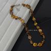 Niche Style French Style Asymmetrical Shaped Clavicle Chain Tigereye