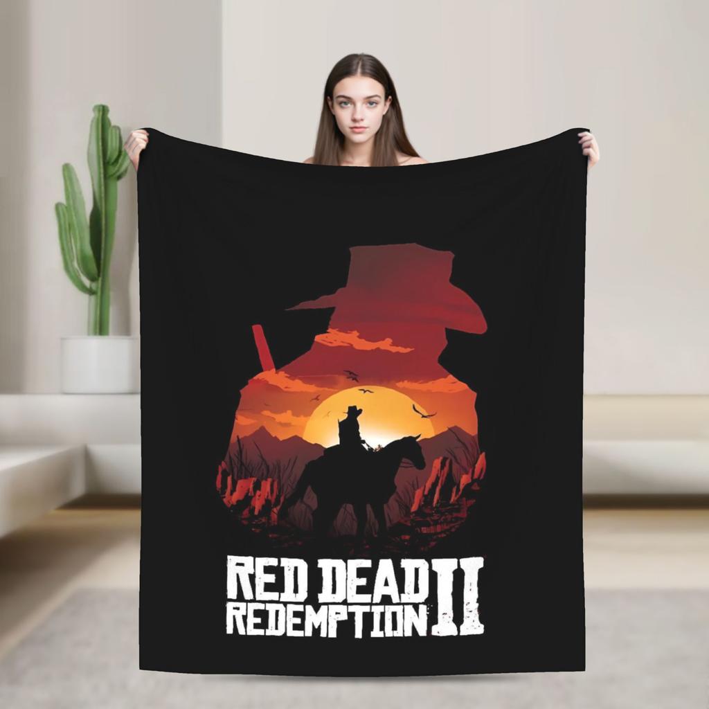 Red Dead Redemption 2  Warm Soft Blanket  Students Plush Bedding Throws Pattern Couch Chair Flannel Bedspread Sofa Bed Cover