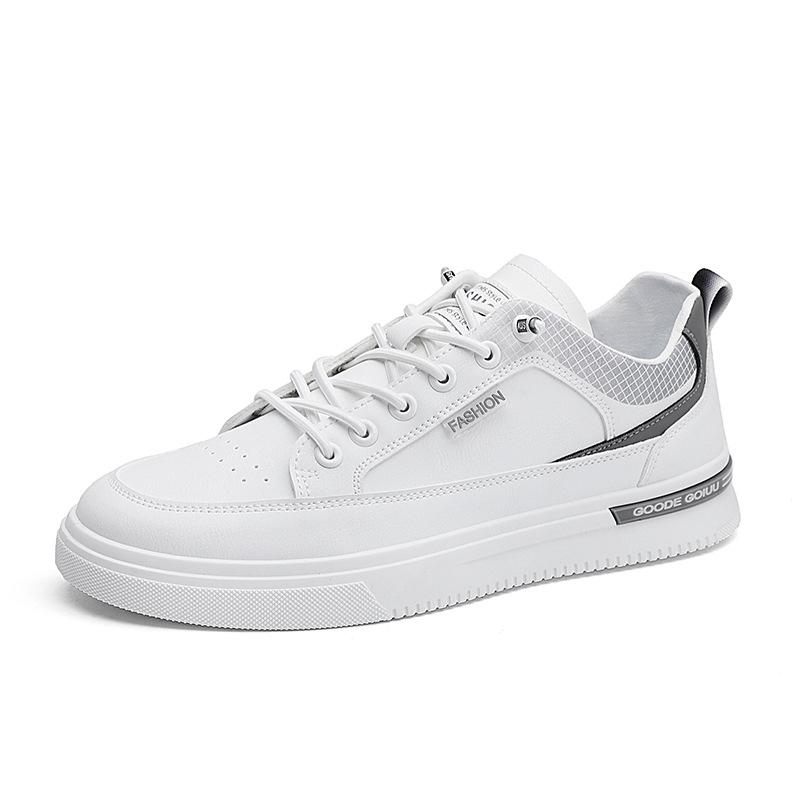 Jarní a podzimní módní ležérní boty Korejská verze nízkých přiléhavých líných bot, jednoduché studentské bíé boty s koženým povrchem