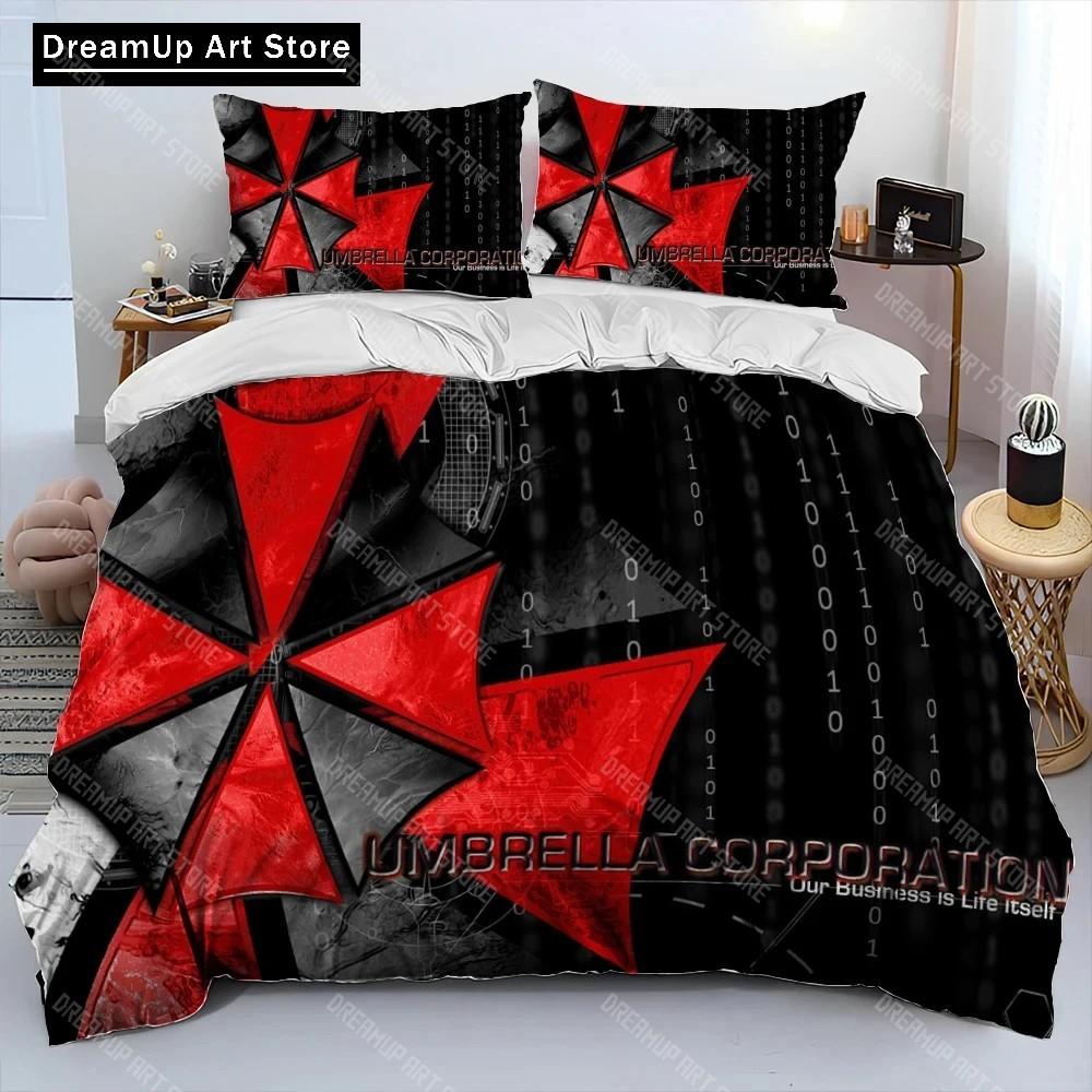3D R-Resident Evil Spel Gamer Täcke Sängklädesset, Påslakan Sängset Quiltöverdrag Örngott, King Queen Size Sängklädesset Pojkar