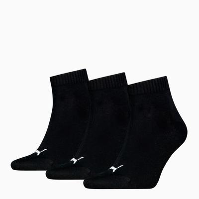 Puma QUARTER PLAIN 3-PACK Unisex Socks Black 93858906 Size 35-38