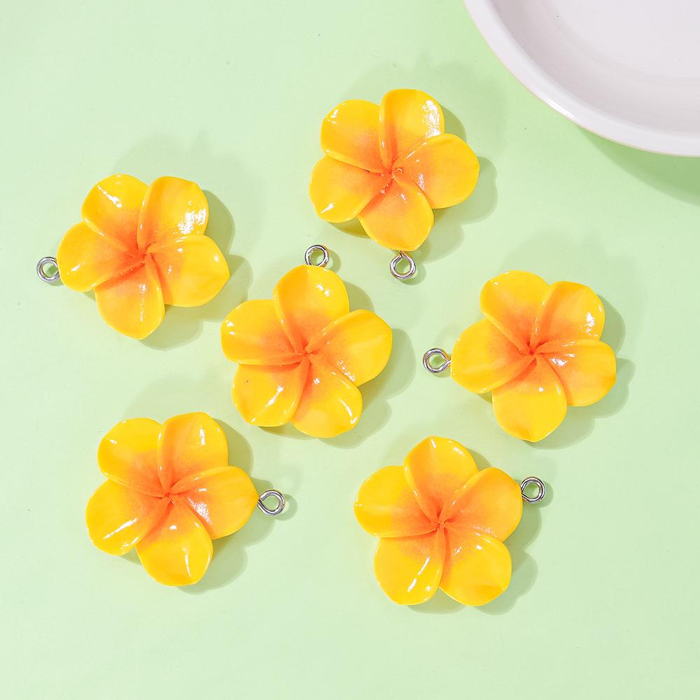 10Pcs 24mm Sweet Resin Colorful Flower  Charms Pendant Cute Petal Earring Necklace Diy Making Jewelry Accessories