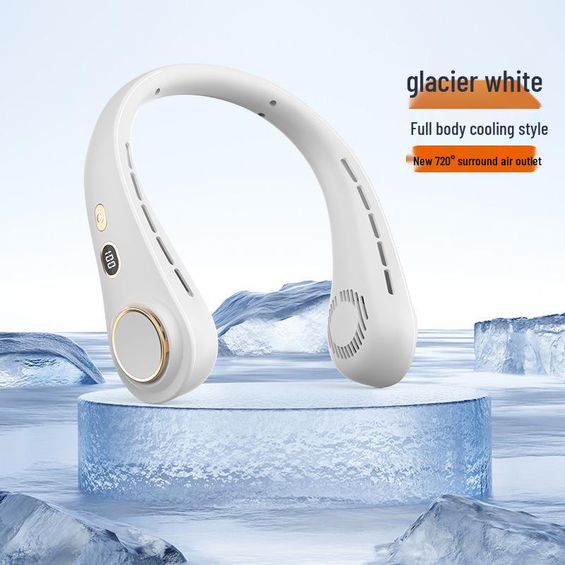 Portable Smart Digital Display Neck Fan with Five Speeds and USB Charging