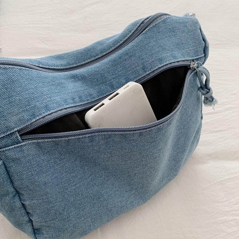 Ledig Ny Mode Denim Damväska Dam Handväskor Axel Messenger Väska Jeans Dam Axelväskor Dam Tygväska Cowboyväskor