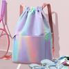 Drawstring Gym Backpack Waterproof Gradient Color Basketball Bag Foldable Sports Backpack for Men Women Soccer Training Swimmers