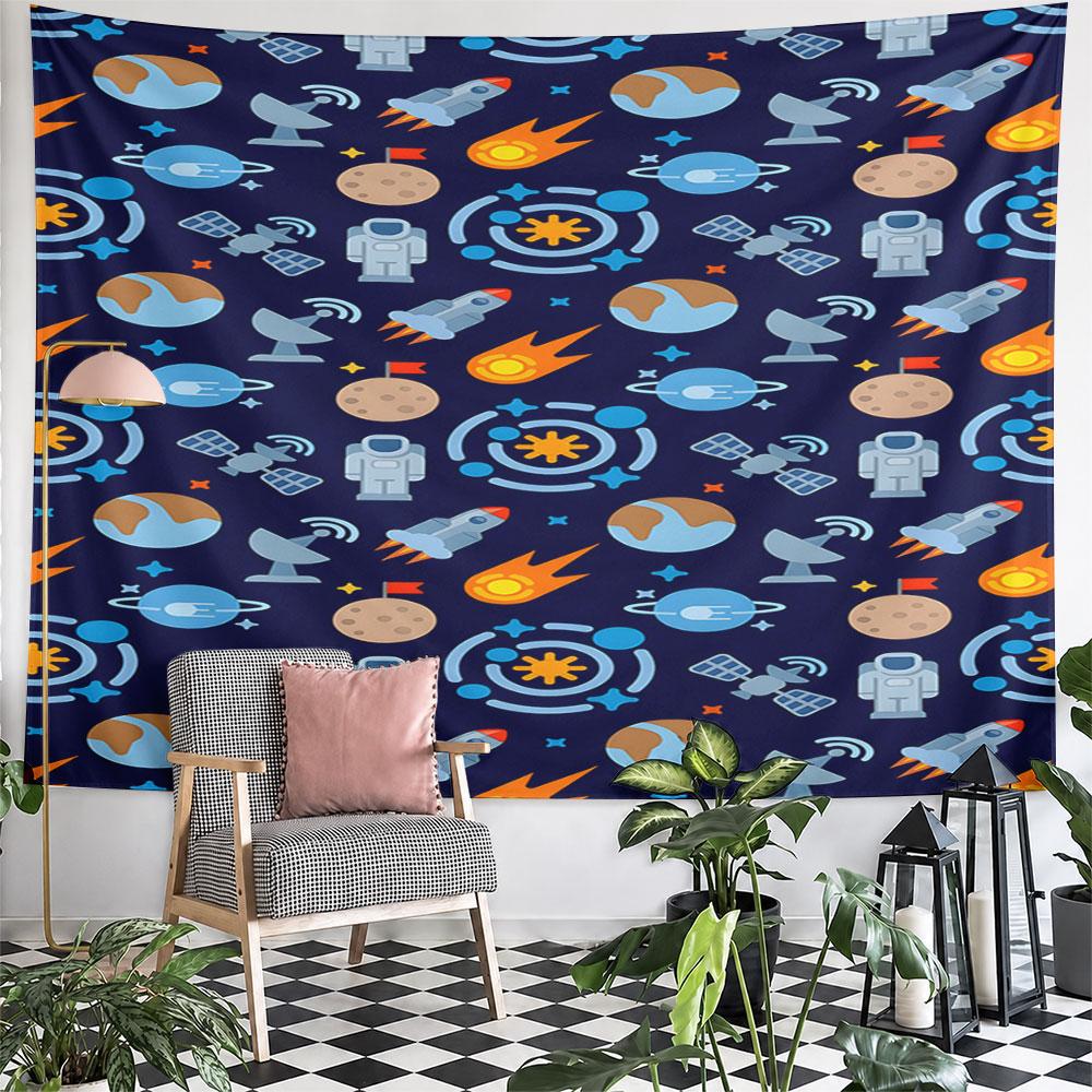 Space Exploration Pattern Design Pattern Wall Hanging Tapestry Decorative Tapestry Home Decor for Bedroom and Living Room