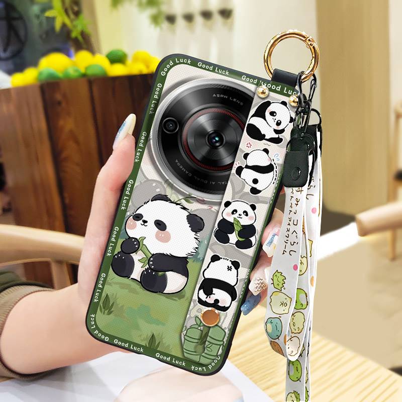 Wrist Strap Durable Phone Case For ZTE Blade A75 5G/Nubia Focus 5G/Calf 5G Cute Fashion Design Panda Soft case Silicone