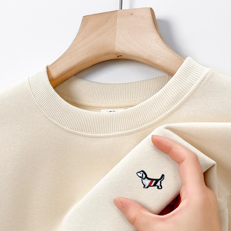 Cotton Men s O-Neck Long Sleeve T-Shirt Autumn Winter Solid Color Dog Print Hoodie Fashion Men s Wear S