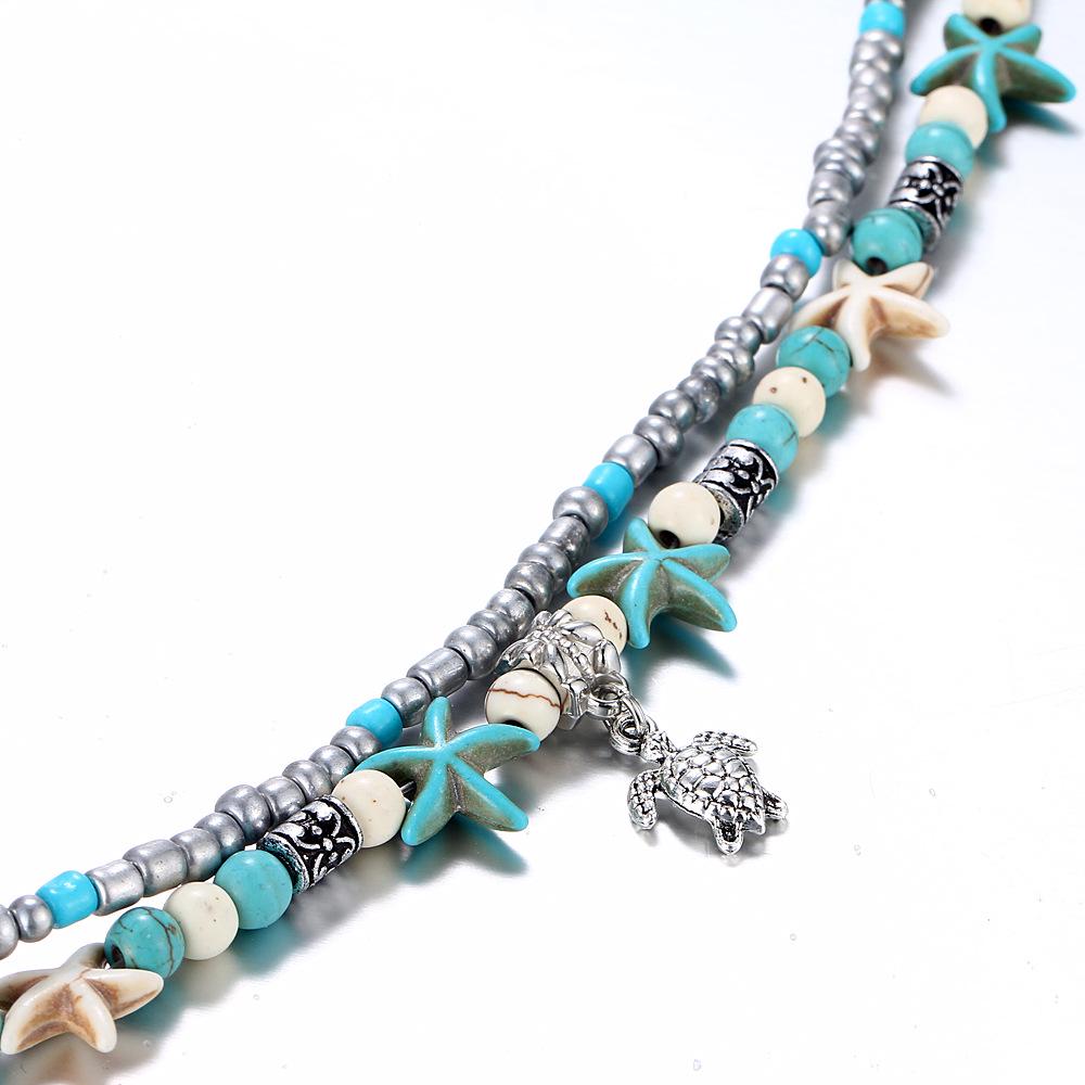 Boho Yaz Plaj Halhalları Kadınlar İçin Kaplumbağa Kabuğu Denizyıldızı Hayat Ağacı Fil Halhal Çok Katmanlı Zincir Ayak Takısı