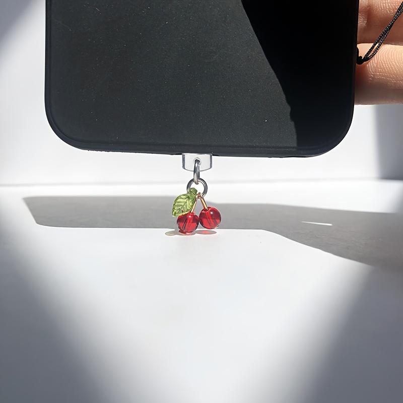 1Pc Cute Red Cherry Phone Dust Plug - Decoration for IPhone/Type-C Charging Port