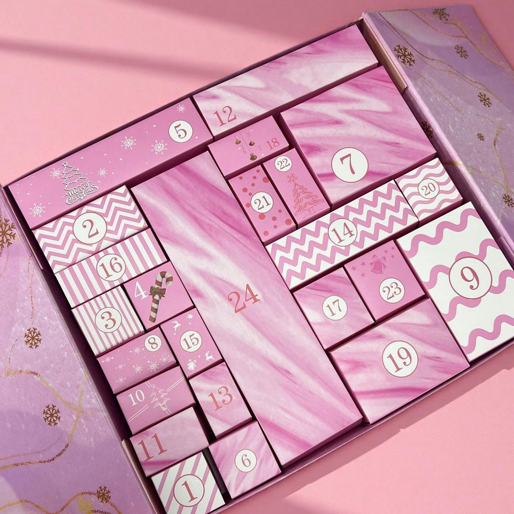 Empty Reusable 24-Day Advent Calendar Box Refillable Christmas Countdown with 24 Grids for Candy, Stocking Stuffers Party Favors