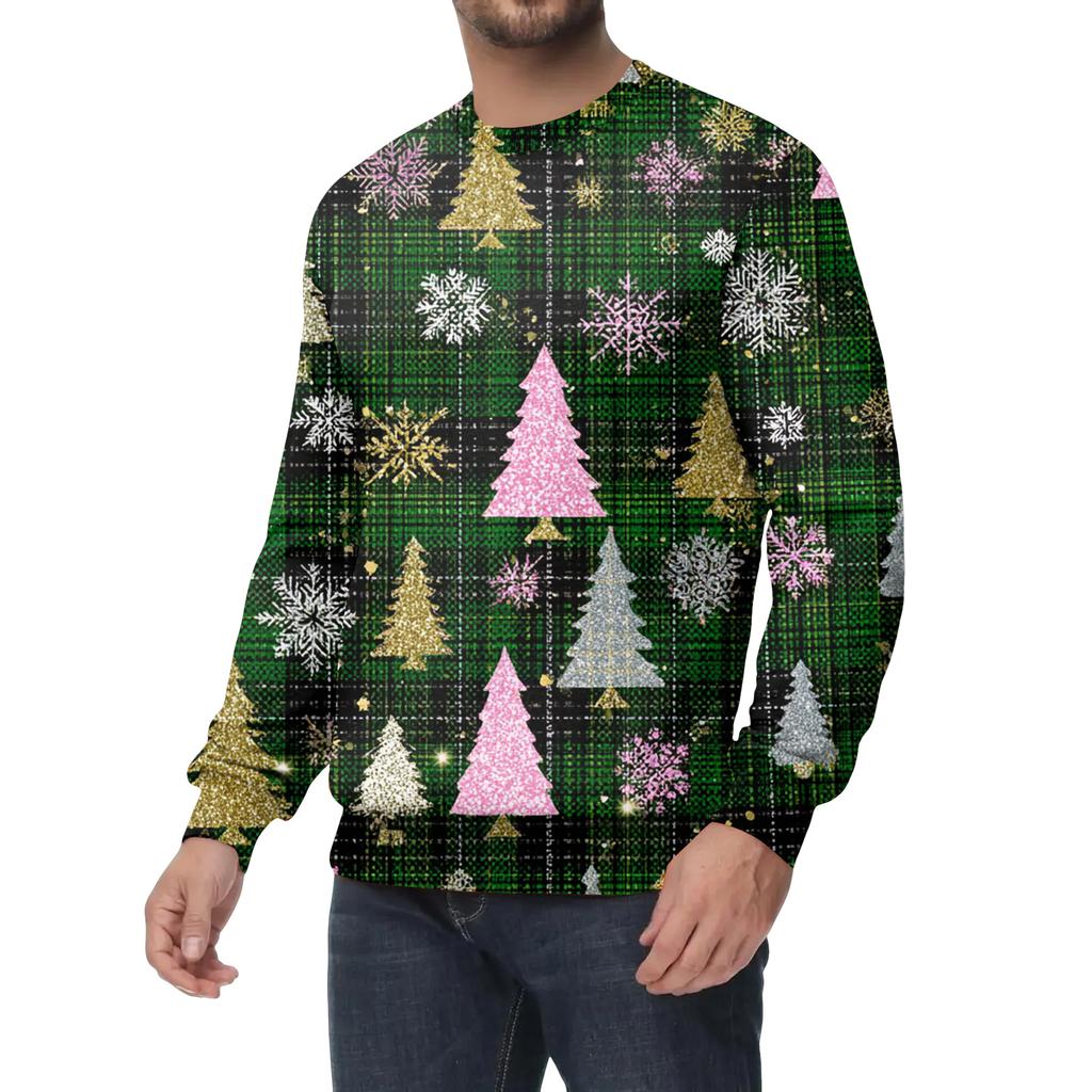 Men's Casual Fashion Printed Round Neck Pullover Sweatshirt