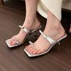 Fashion Luxury High Heels Women Slippers Clip Toe Elegant Shoes Fashion Dress Woman's Sandals 2025 Summer Flip Flops Sexy Mujer Slides