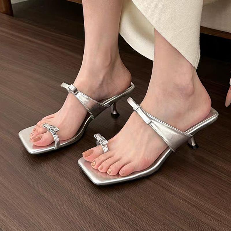 Fashion Luxury High Heels Women Slippers Clip Toe Elegant Shoes Fashion Dress Woman's Sandals 2025 Summer Flip Flops Sexy Mujer Slides